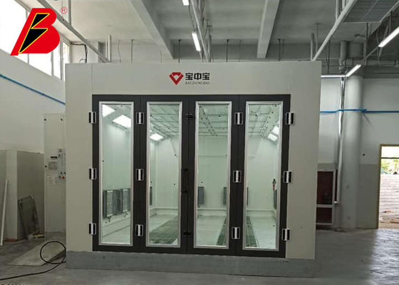ประตูกระจกขนาดใหญ่ 16kw บูธสเปรย์รถยนต์สำหรับพัดลมกังหันอัตโนมัติ