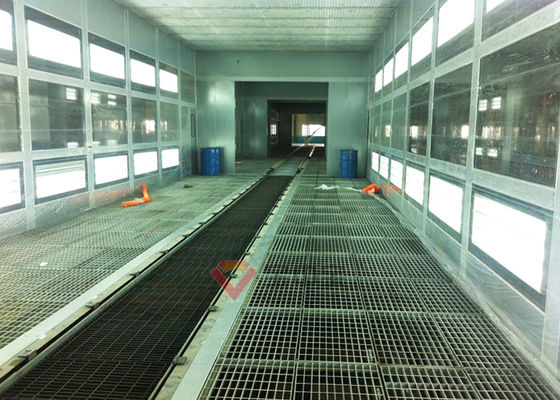 คุณภาพ ห้องพ่นสีเต็มตารางพร้อมระบบสายการผลิตรถเข็น Downdraft Paint Booth โรงงาน